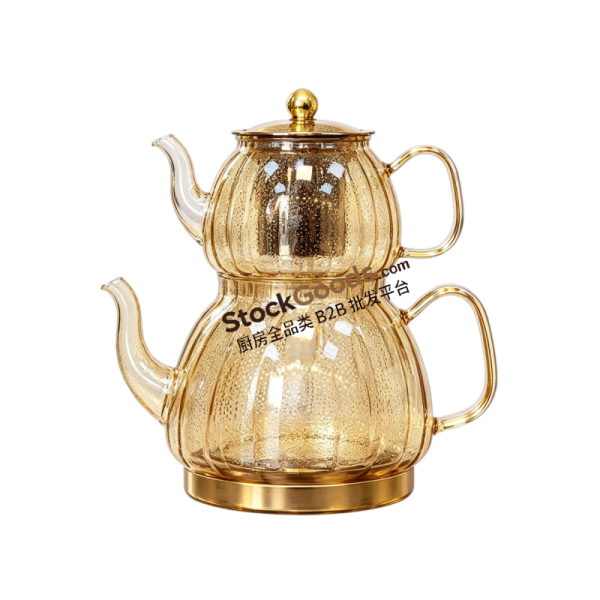 Premium Borosilicate Glass Teapot Set with Stainless Steel Lid, Stainless Steel Infuser, Stainless Steel Knob, Stainless Steel Composite Bottom, Induction Cooker Safe, 4 Colors Available